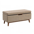 Aufbewahrungsbank 100 x 45 x 48 cm Beige Textil mit Holzfüßen - gepolsterte Sitzbank mit Stauraum