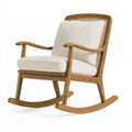 Schaukelstuhl 70 x 100 x 105 cm Holz Beige Rattangeflecht Gepolstert Landhausstil