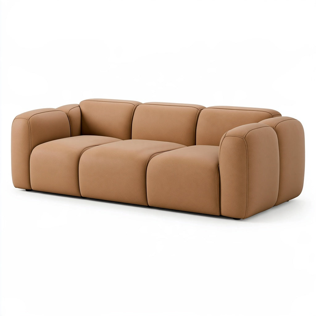 3-Sitzer Sofa 240 cm Kunstleder Braun modernes Lounge Design