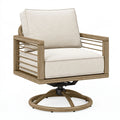 Drehbarer Armlehnstuhl 80 x 85 x 88 cm Natur Beige mit Geflecht und Polsterung