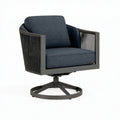 Drehbarer Gartensessel 80 x 78 x 88 cm Metall Seilgeflecht Dunkelblau Modern